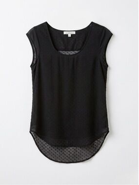 Daniel Rainn Black Sleeveless Sheer Dot Blouse